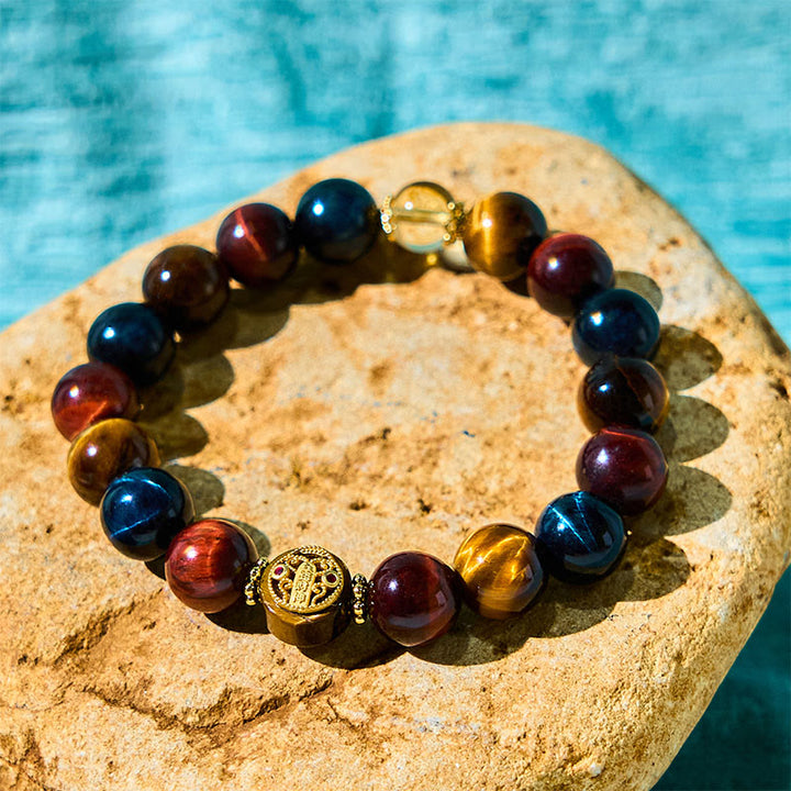 Buddha Stonesタイガーアイ ストーンビーズ 守護 勇気 ブレスレット