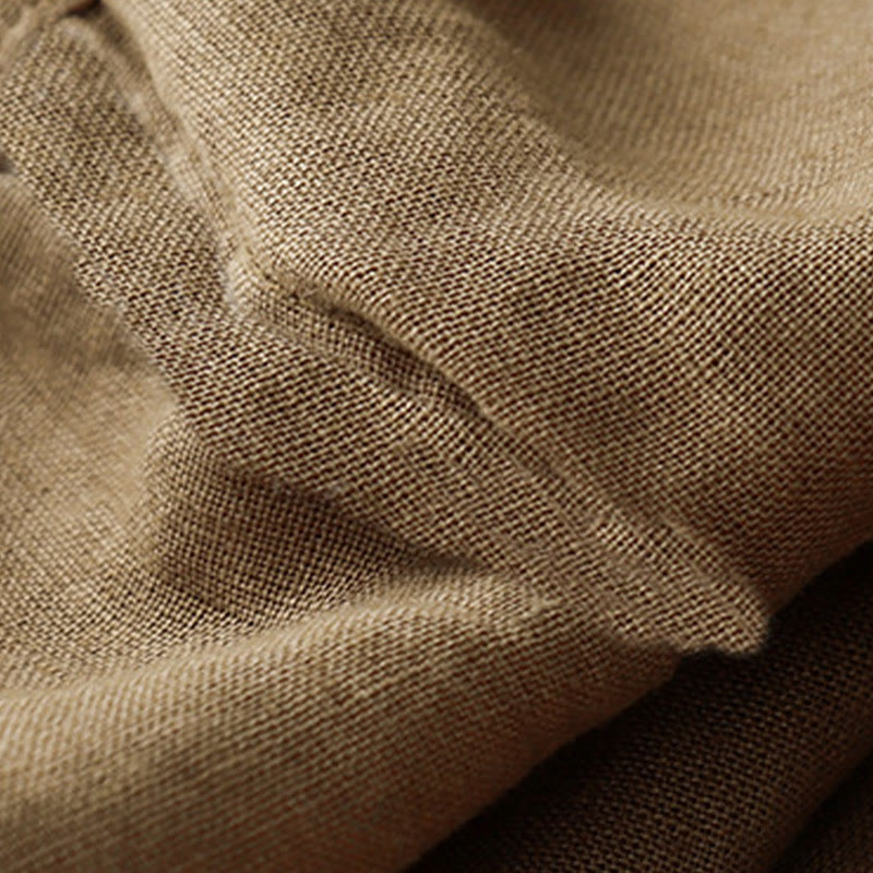 Buddha Stonesカジュアル 刺繍 ツリー ドローストリング レディース クルーネックデザイン ハーフスリーブ コットンリネンTシャツ