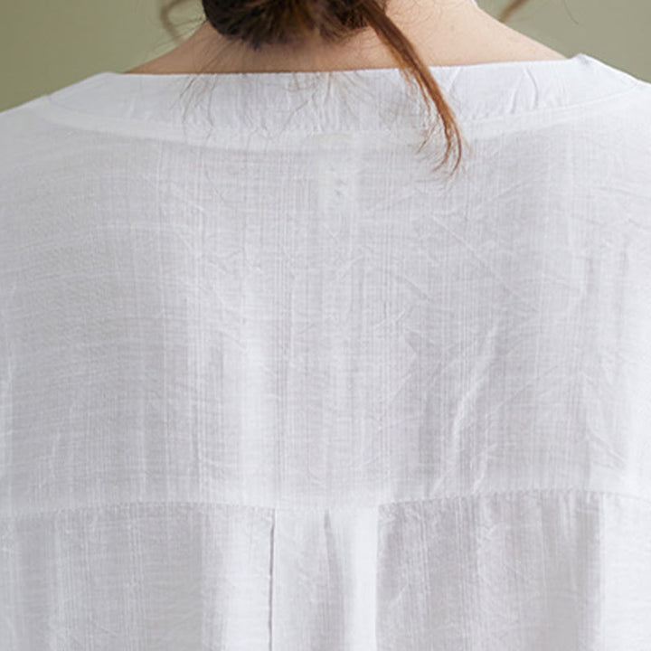 Buddha Stonesカジュアル 無地 レディース Vネックデザイン 半袖 ビスコースシャツ - image 8