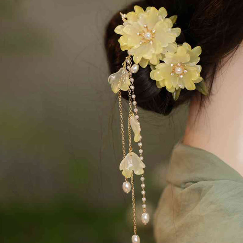 Buddha Stonesのクラシカルなマグノリアタッセルサイドヘアクリップ