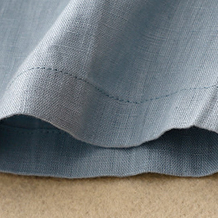 Buddha Stonesカジュアル 無地 クルーネック レースアップ 半袖 コットンリネン ミディドレス ポケット付き - image 12