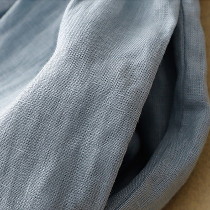 Buddha Stonesカジュアル 無地 クルーネック レースアップ 半袖 コットンリネン ミディドレス ポケット付き - image 11