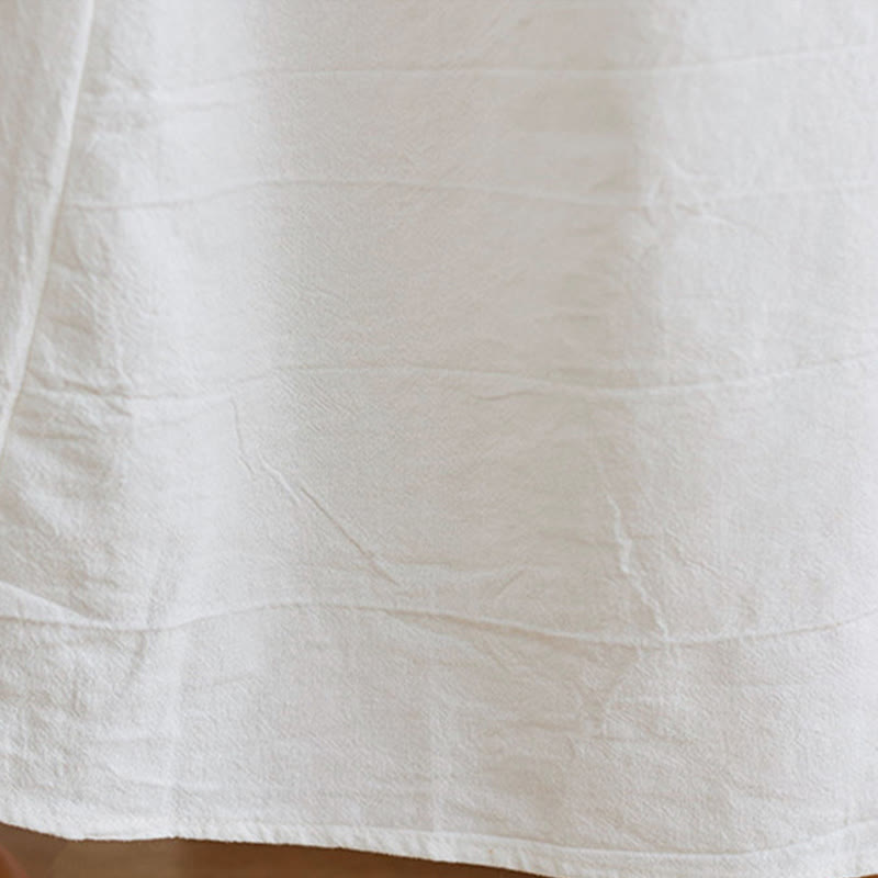 Buddha Stonesカジュアル刺繍フラワー柄 Vネック 七分袖デザイン コットンリネン ミディドレス - image 7