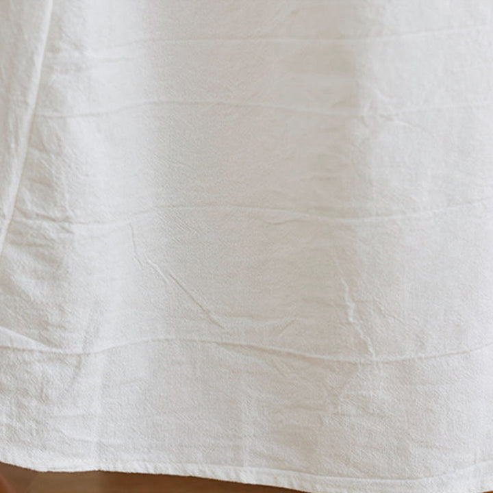 Buddha Stonesカジュアル刺繍フラワー柄 Vネック 七分袖デザイン コットンリネン ミディドレス - image 7