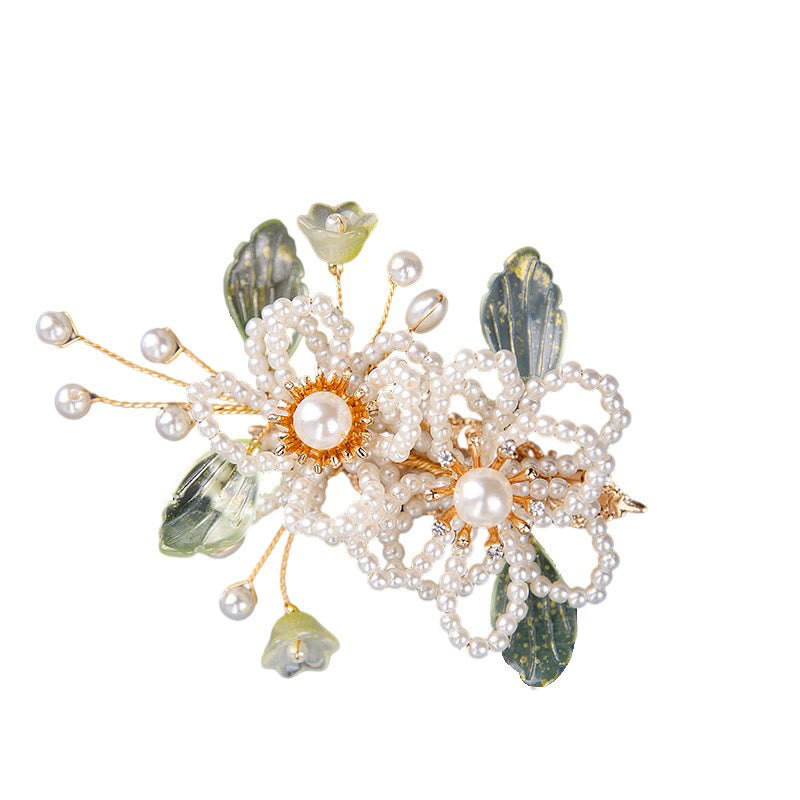 Buddha Stonesレトロスタイルの花葉タッセルヘアクリップ