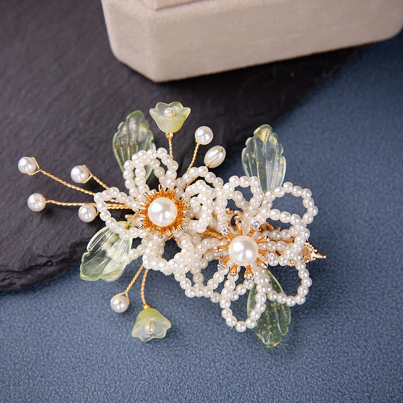 Buddha Stonesレトロスタイルの花葉タッセルヘアクリップ