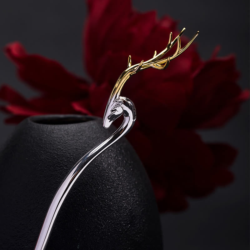 Buddha Stones925 スターリングシルバー 鹿の角 保護ヘアピン - image 1