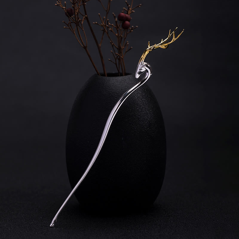 Buddha Stones925 スターリングシルバー 鹿の角 保護ヘアピン - 鹿の角のヘアピン - image 0