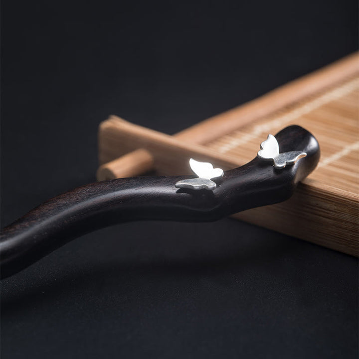 Buddha Stones925 スターリングシルバー クラシック中国風 黒檀 バタフライ リラックス ヘアピン - image 4