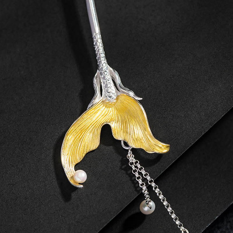 Buddha Stones925 スターリングシルバー クラシック中国風 フィッシュテール パール タッセル 落ち着いたヘアピン - image 8