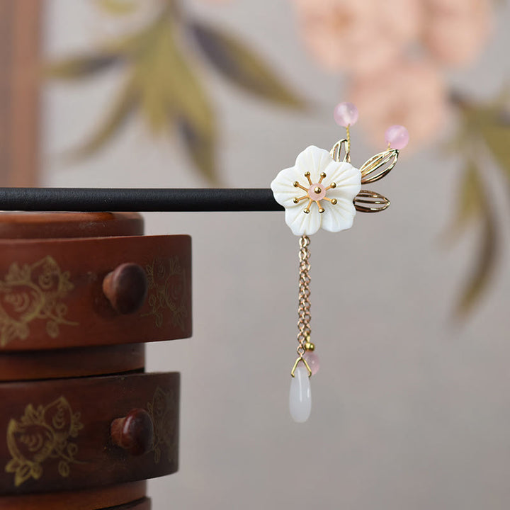 Buddha Stonesの古典中国風バウヒニアタッセル木製ヘアピン