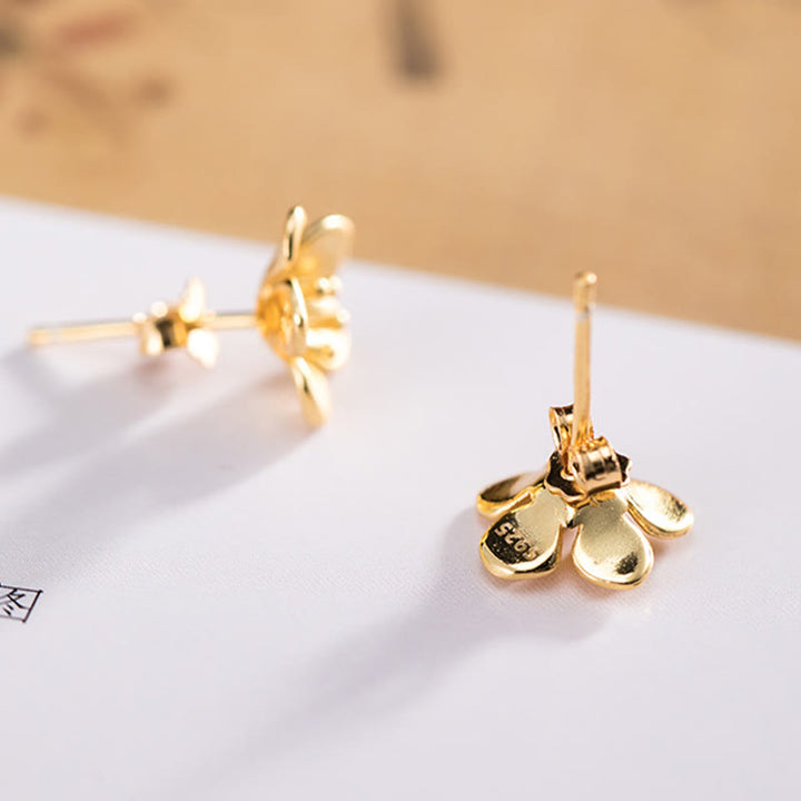 Buddha Stones925スターリングシルバー ゴールデンピーチブロッサム バランスイヤリング
