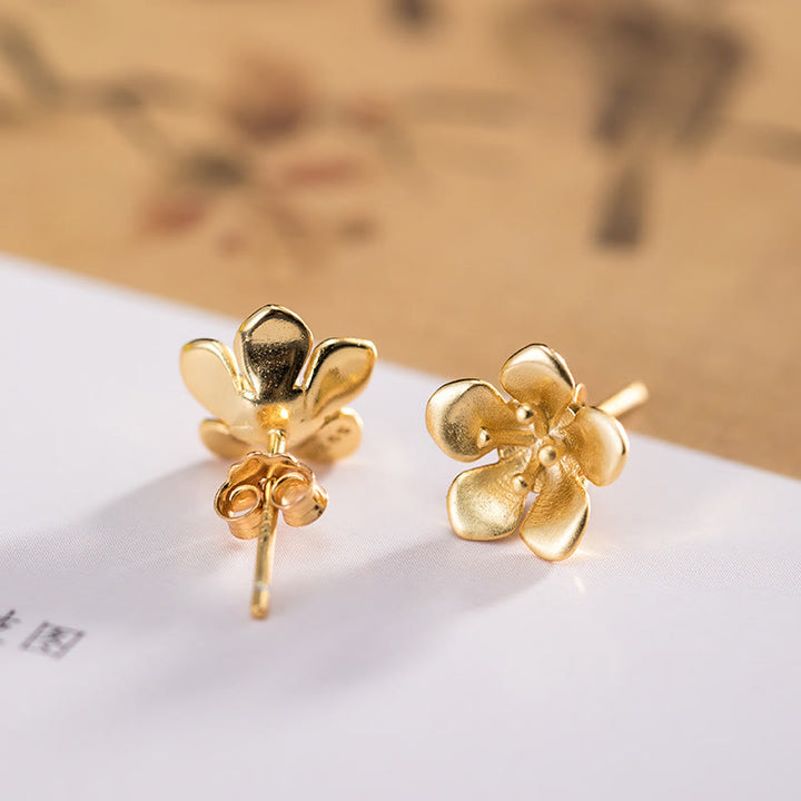 Buddha Stones925スターリングシルバー ゴールデンピーチブロッサム バランスイヤリング