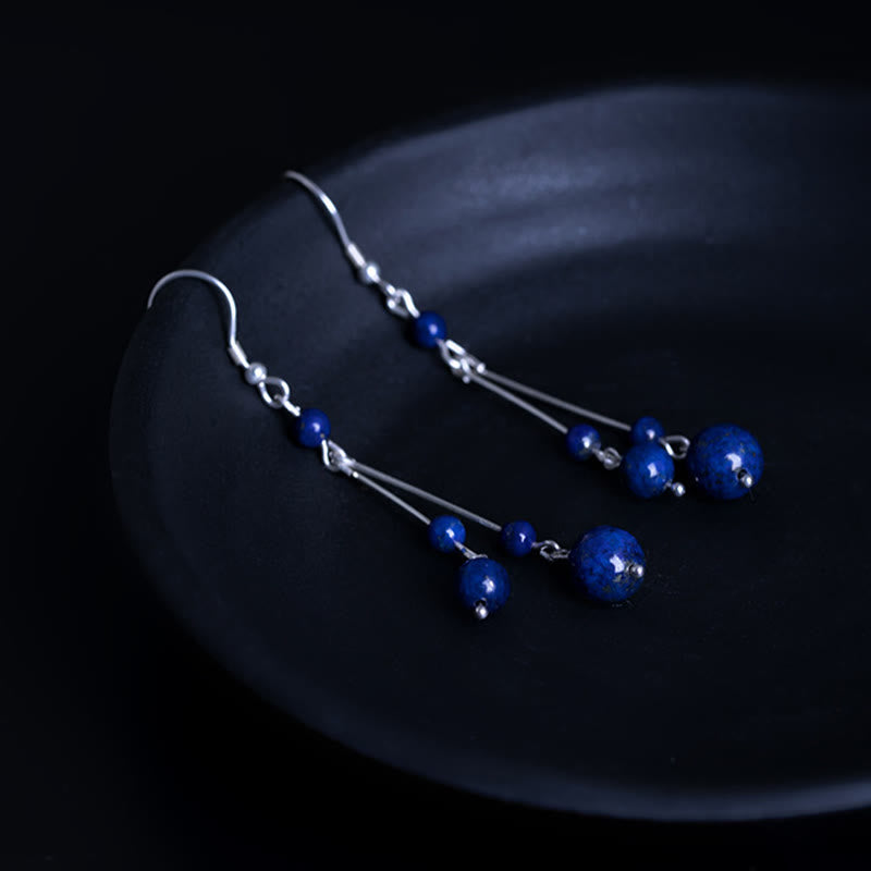 Buddha Stones925スターリングシルバー ラズライトビーズ セレニティ ドロップイヤリング