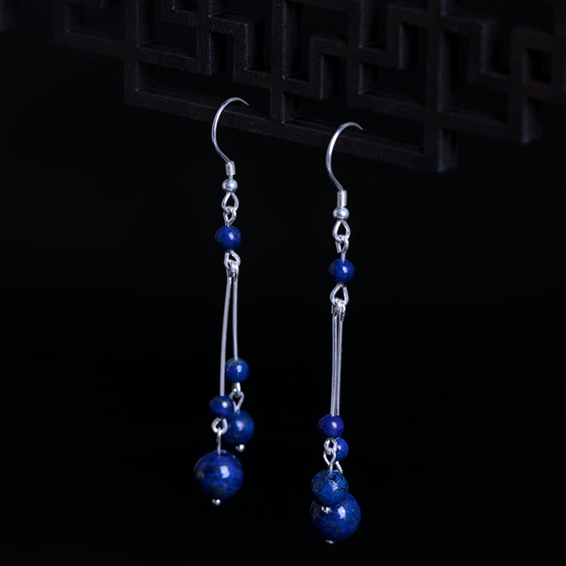 Buddha Stones925スターリングシルバー ラズライトビーズ セレニティ ドロップイヤリング