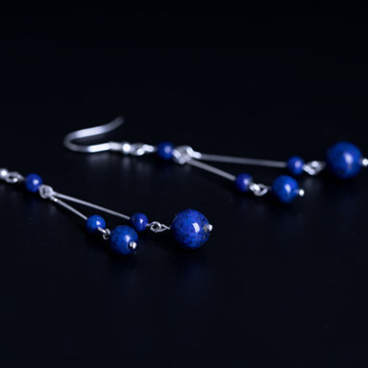 Buddha Stones925スターリングシルバー ラズライトビーズ セレニティ ドロップイヤリング