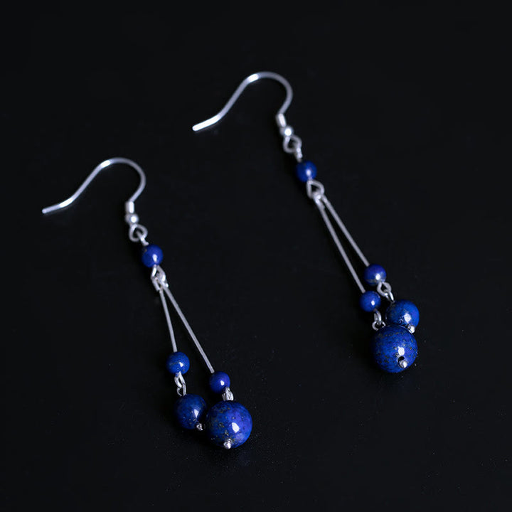 Buddha Stones925スターリングシルバー ラズライトビーズ セレニティ ドロップイヤリング