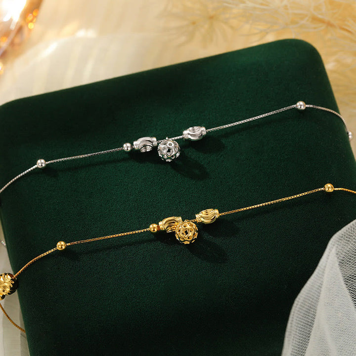 Buddha Stones925 スターリングシルバー シンプルベルビーズ 祝福アンクレット