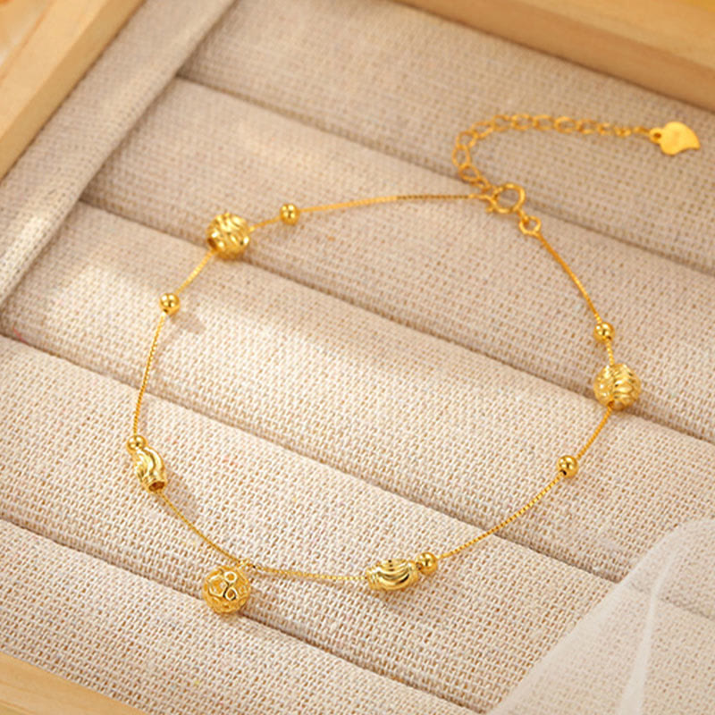 Buddha Stones925 スターリングシルバー シンプルベルビーズ 祝福アンクレット