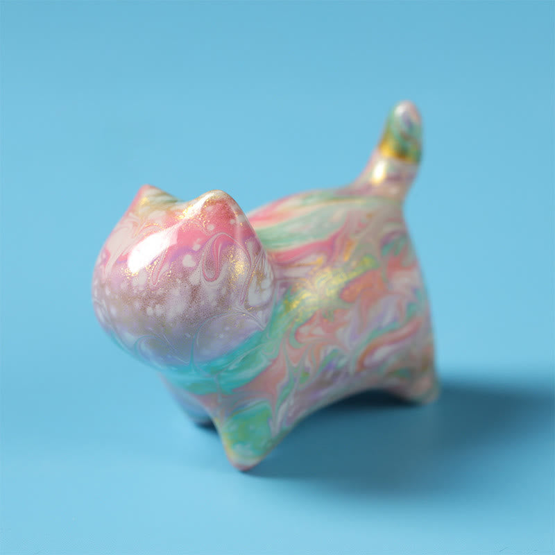 Buddha Stones 漆工芸のかわいい猫の黒檀の良縁祈願デスク装飾 - 大型カジュアルキャット 45*36*24mm（色はランダム） - image 5