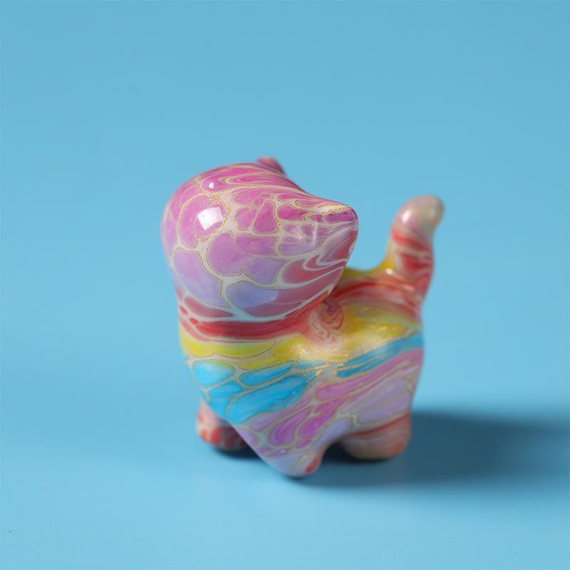 Buddha Stones 漆工芸のかわいい猫の黒檀の良縁祈願デスク装飾 - 傲慢な猫 33×30×19mm（色はランダム） - image 1