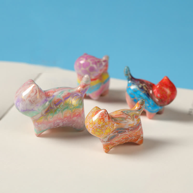 Buddha Stones 漆工芸のかわいい猫の黒檀の良縁祈願デスク装飾 - image 0
