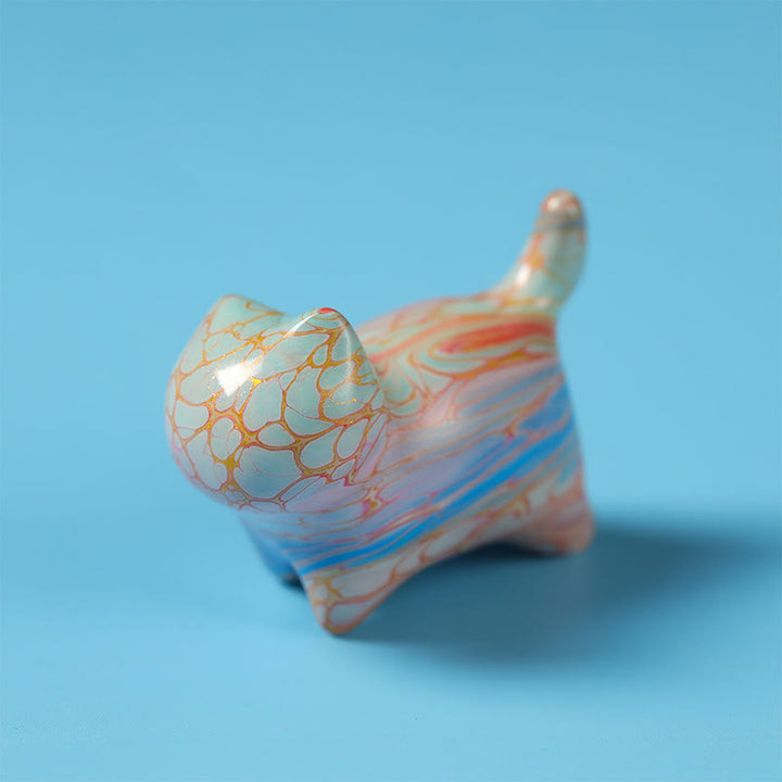 Buddha Stones 漆工芸のかわいい猫の黒檀の良縁祈願デスク装飾 - カジュアルキャット 37*31*9mm（ランダムカラー） - image 4