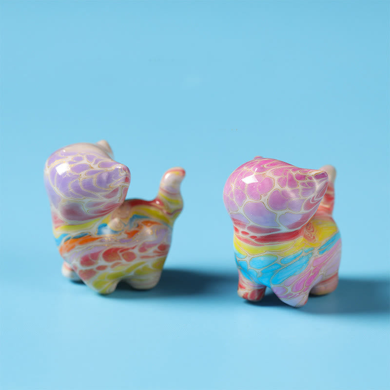 Buddha Stones 漆工芸のかわいい猫の黒檀の良縁祈願デスク装飾 - image 2