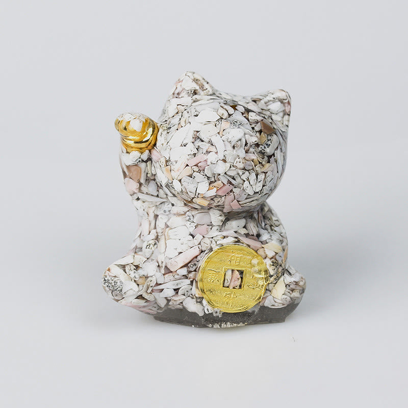 Buddha Stones 招き猫の銅貨ターコイズラブラドライトピンククリスタルアメジストホームデコレーション - シェル - 約5.5×6×4cm - image 7