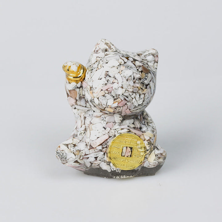 Buddha Stones 招き猫の銅貨ターコイズラブラドライトピンククリスタルアメジストホームデコレーション - シェル - 約5.5×6×4cm - image 7