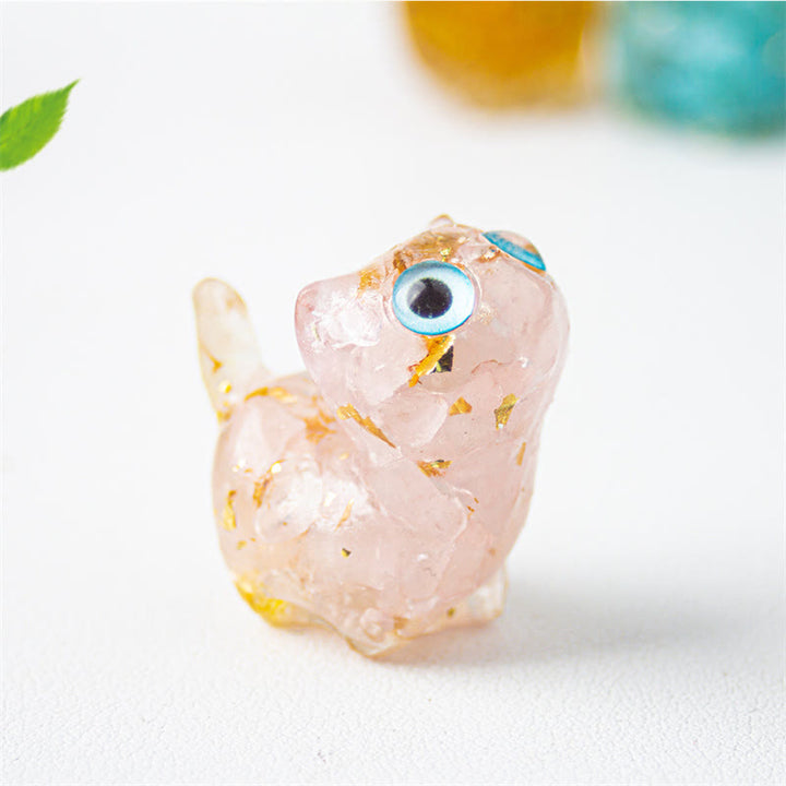 Buddha Stones 天然クリスタルターコイズアクアマリンアメジスト猫保護装飾 - ピンククリスタル - 約36×32×22mm - image 13