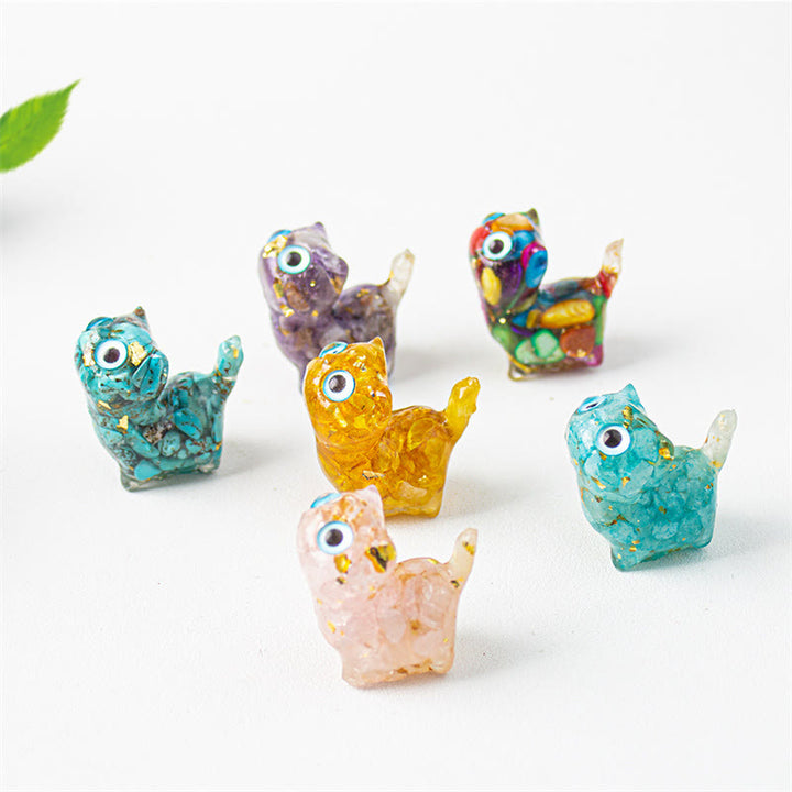 Buddha Stones 天然クリスタルターコイズアクアマリンアメジスト猫保護装飾 - image 18