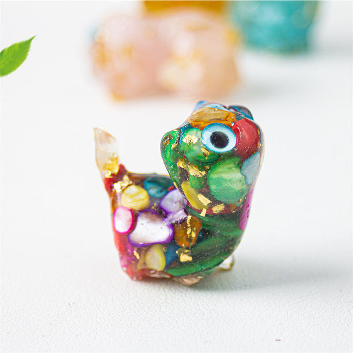 Buddha Stones 天然クリスタルターコイズアクアマリンアメジスト猫保護装飾 - 色付きの貝殻 - 約36×32×22mm - image 6