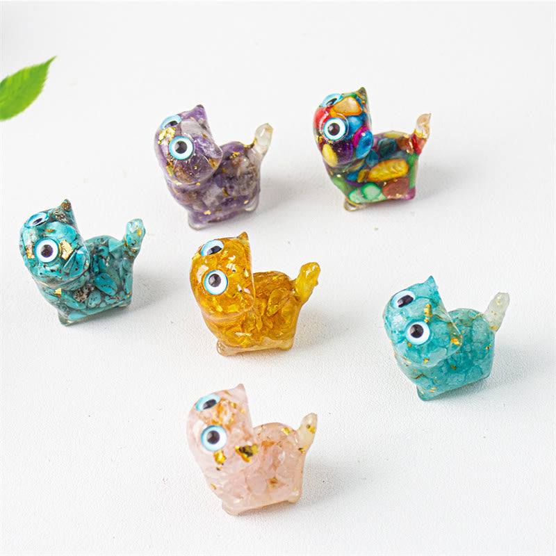 Buddha Stones 天然クリスタルターコイズアクアマリンアメジスト猫保護装飾 - image 20