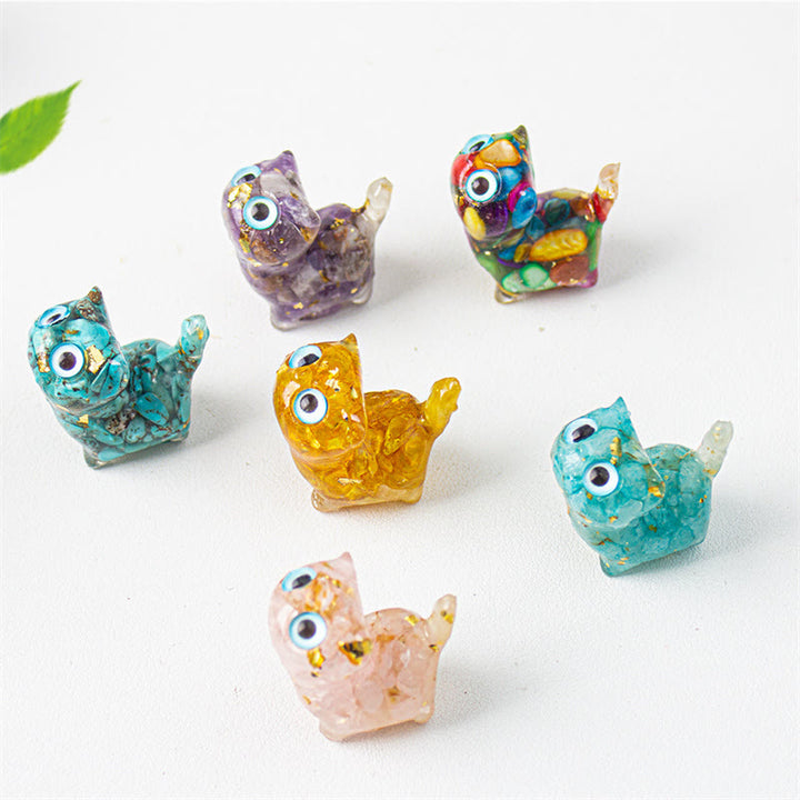 Buddha Stones 天然クリスタルターコイズアクアマリンアメジスト猫保護装飾 - image 20