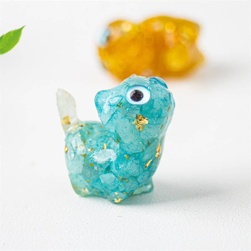 Buddha Stones 天然クリスタルターコイズアクアマリンアメジスト猫保護装飾 - アクアマリン - 約36×32×22mm - image 7