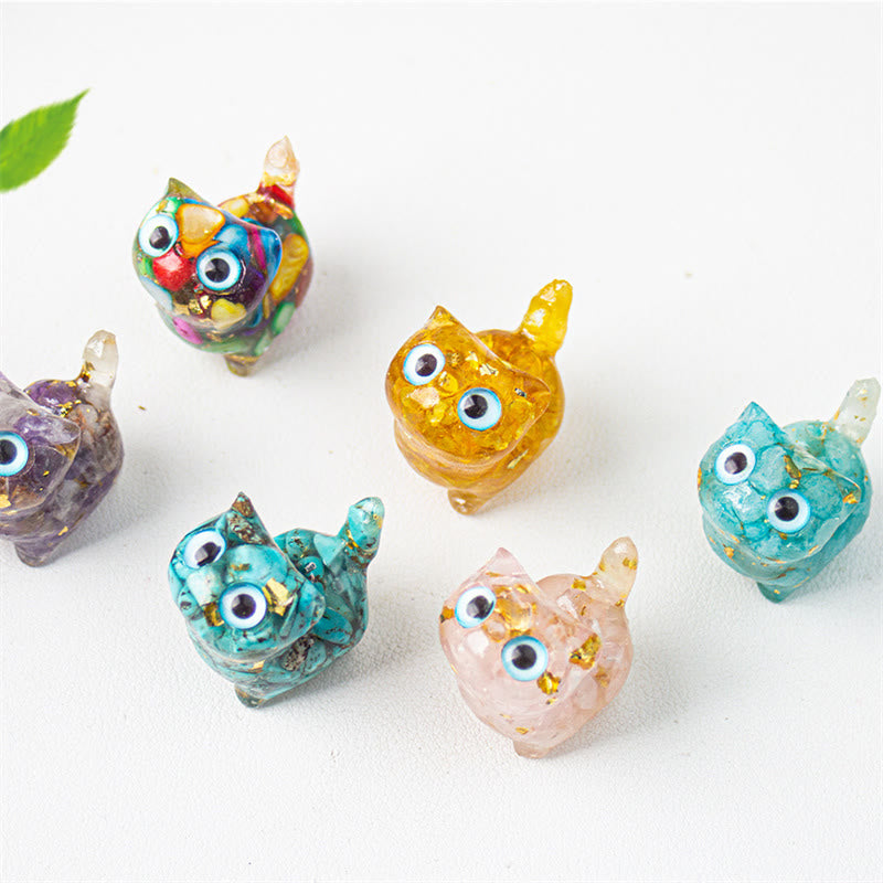 Buddha Stones 天然クリスタルターコイズアクアマリンアメジスト猫保護装飾 - image 19