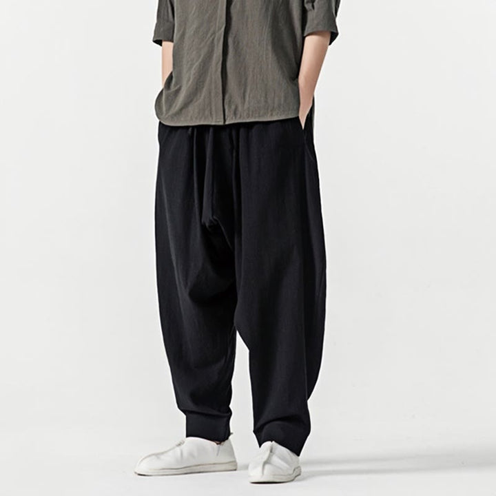 Buddha Stones春 無地 ドローストリング メンズ ハーレムパンツ ポケット付き - image 15