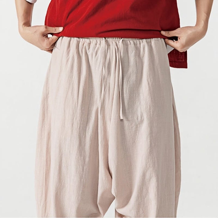 Buddha Stones春 無地 ドローストリング メンズ ハーレムパンツ ポケット付き - image 28