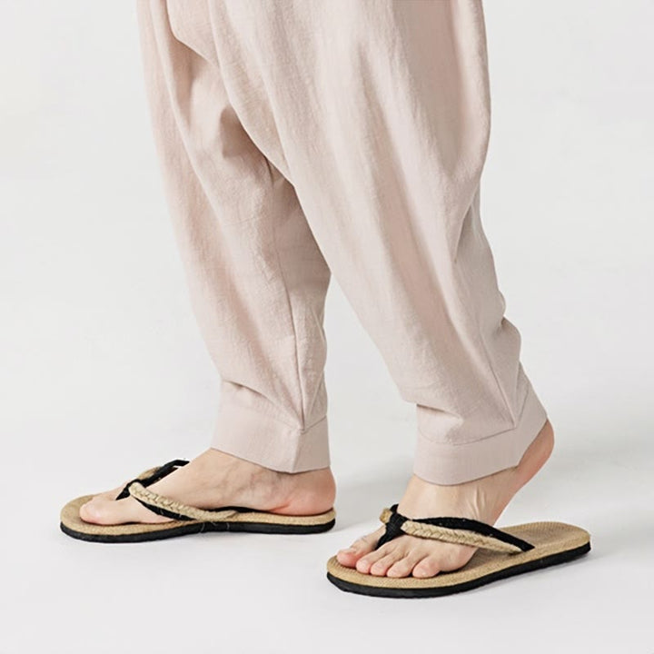 Buddha Stones春 無地 ドローストリング メンズ ハーレムパンツ ポケット付き - image 31