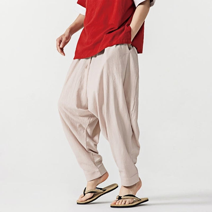 Buddha Stones春 無地 ドローストリング メンズ ハーレムパンツ ポケット付き - image 24