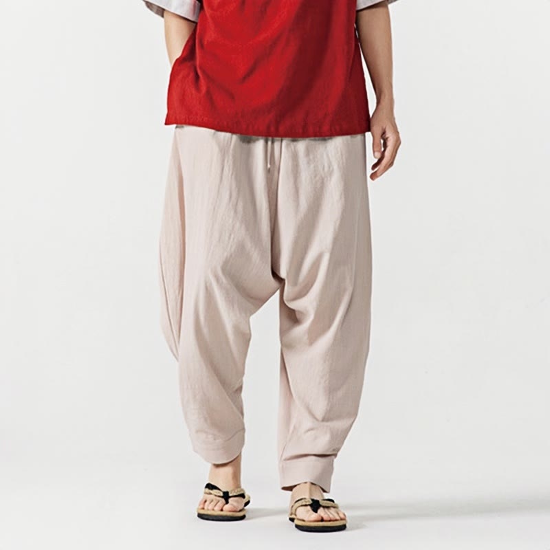 Buddha Stones春 無地 ドローストリング メンズ ハーレムパンツ ポケット付き - image 20