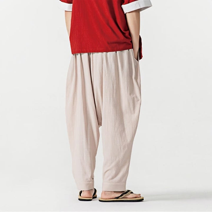 Buddha Stones春 無地 ドローストリング メンズ ハーレムパンツ ポケット付き - image 22