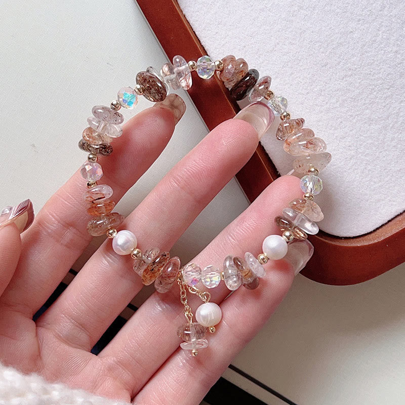 Buddha Stones天然スーパーセブン水晶 不規則小粒 ポジティブブレスレット