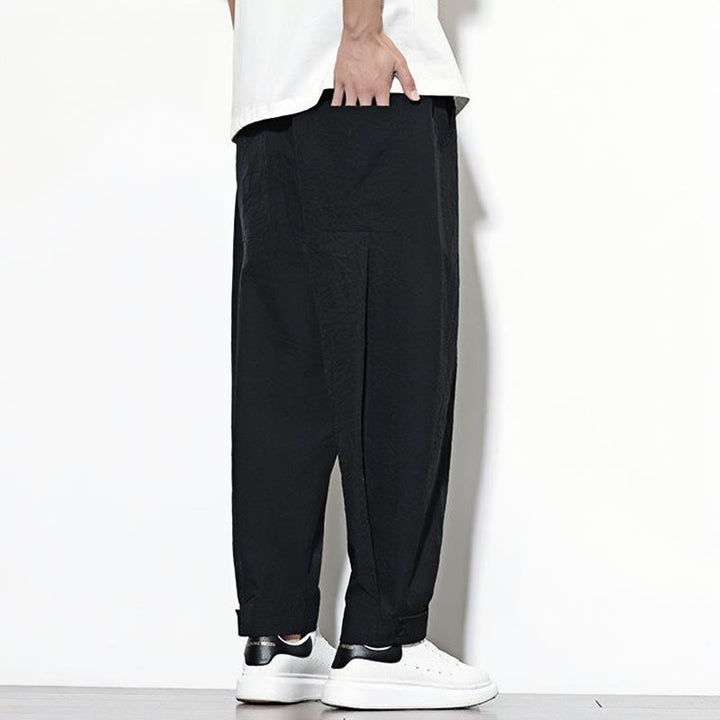 Buddha Stonesカジュアル 無地 ドローストリング メンズ ハーレムパンツ ポケット付き - image 12