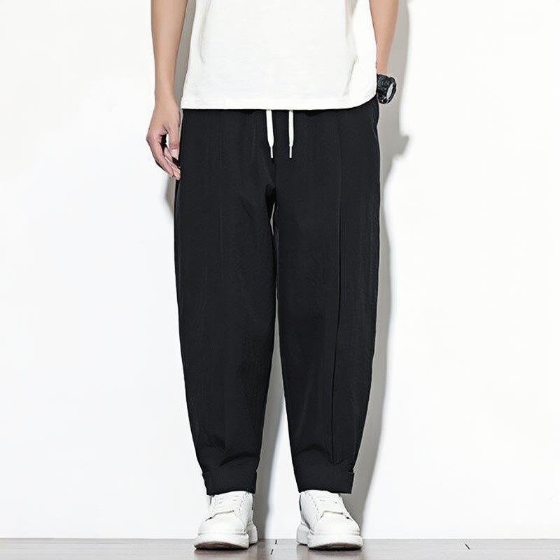 Buddha Stonesカジュアル 無地 ドローストリング メンズ ハーレムパンツ ポケット付き - image 11