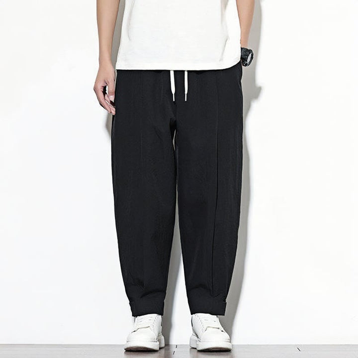 Buddha Stonesカジュアル 無地 ドローストリング メンズ ハーレムパンツ ポケット付き - image 11