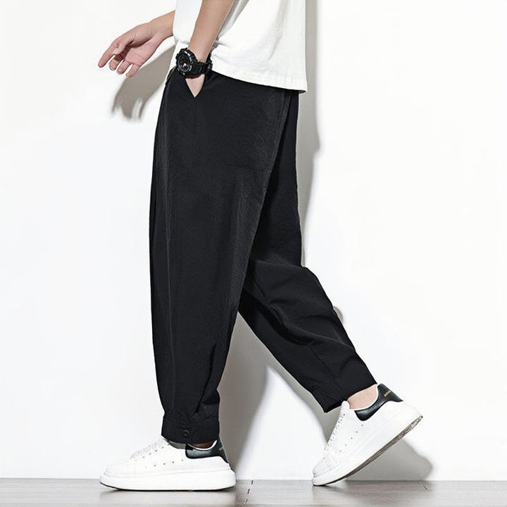 Buddha Stonesカジュアル 無地 ドローストリング メンズ ハーレムパンツ ポケット付き - image 14