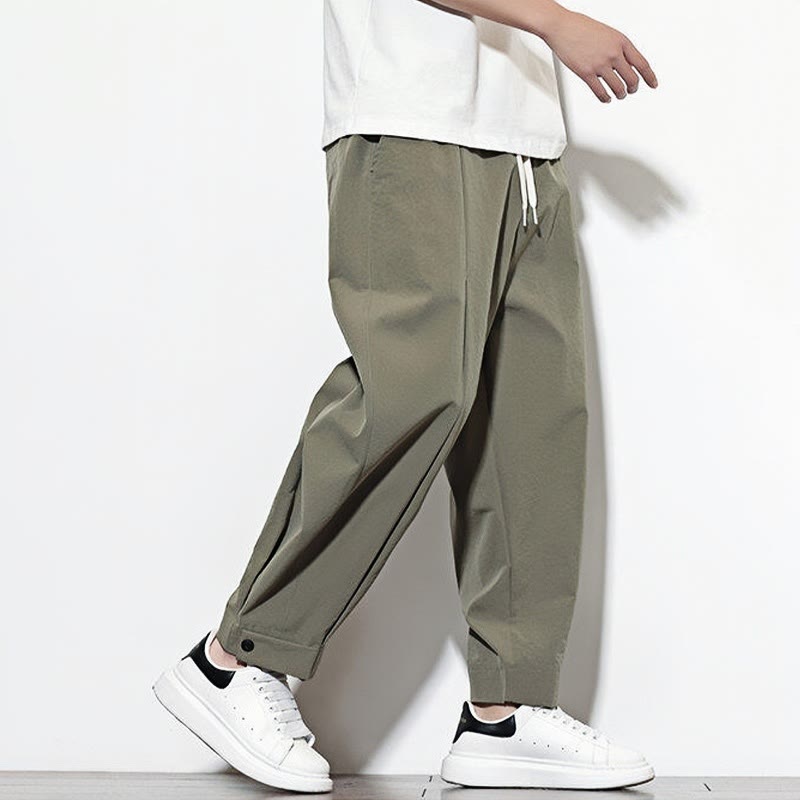 Buddha Stonesカジュアル 無地 ドローストリング メンズ ハーレムパンツ ポケット付き - image 2