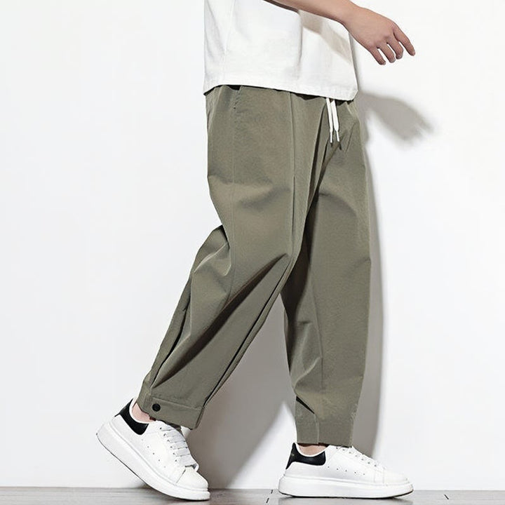 Buddha Stonesカジュアル 無地 ドローストリング メンズ ハーレムパンツ ポケット付き - image 2